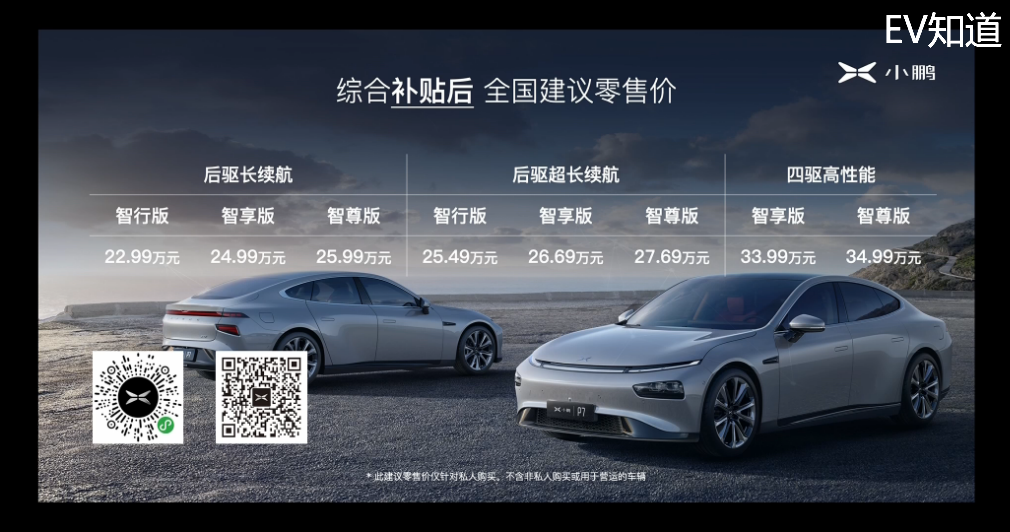 EV晚知道 | 补贴后售22.99万起 小鹏汽车P7上市