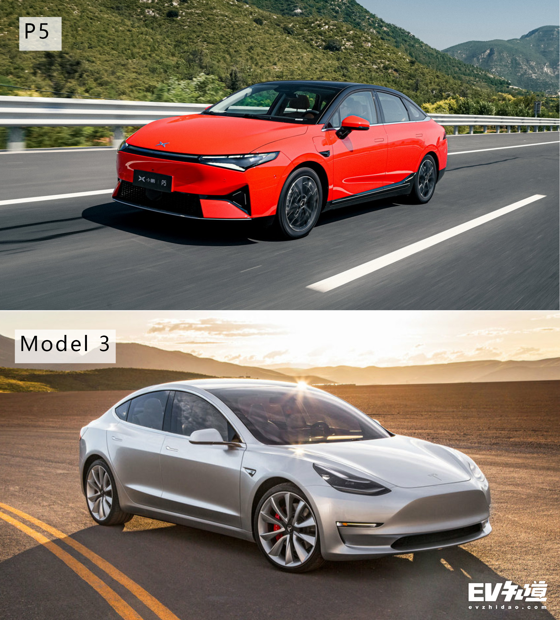 两家科技公司的较量 小鹏P5对比Model 3